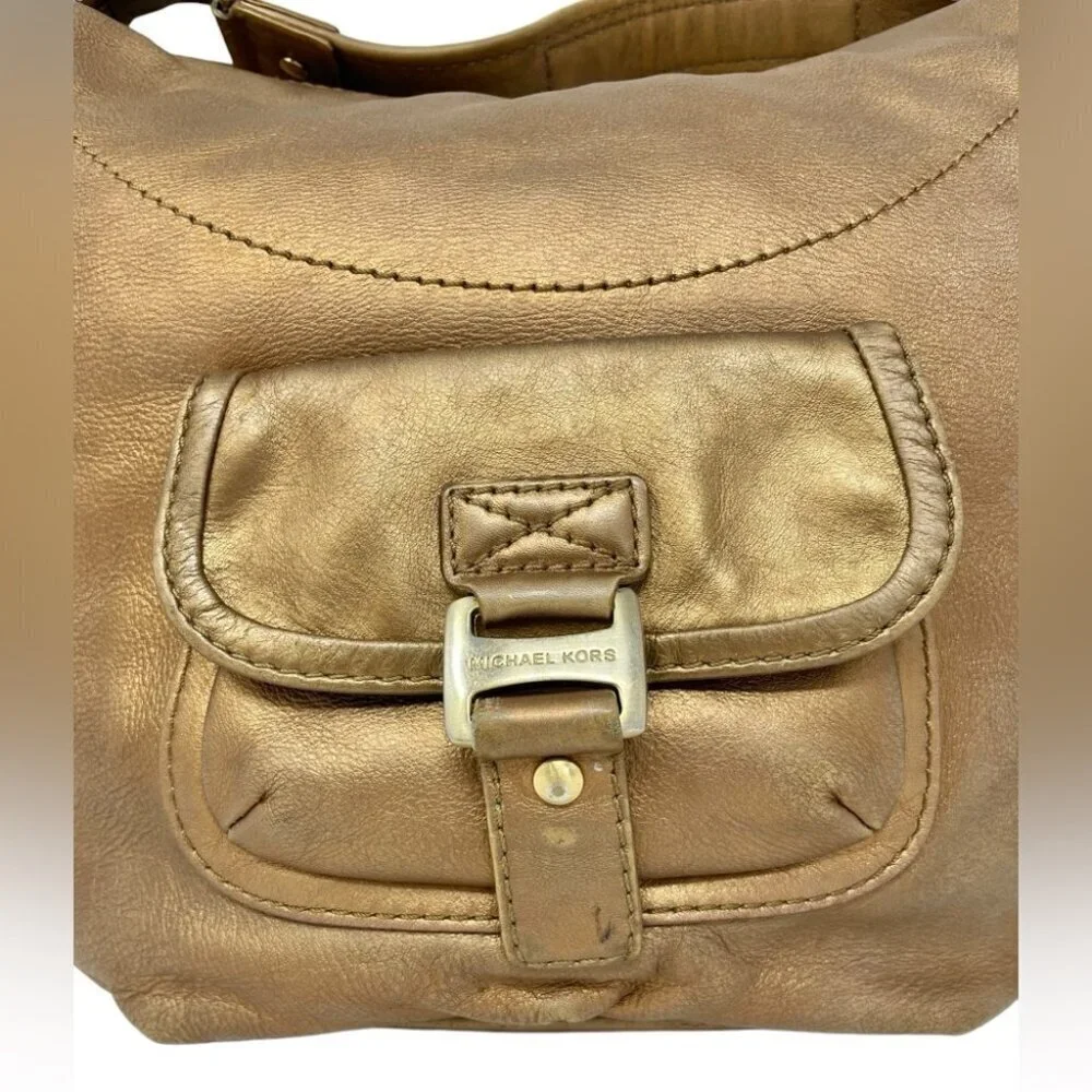 Michael Kors Austin Bronze Metallic Leather Large Hobo Bag - Picture 4 of 15